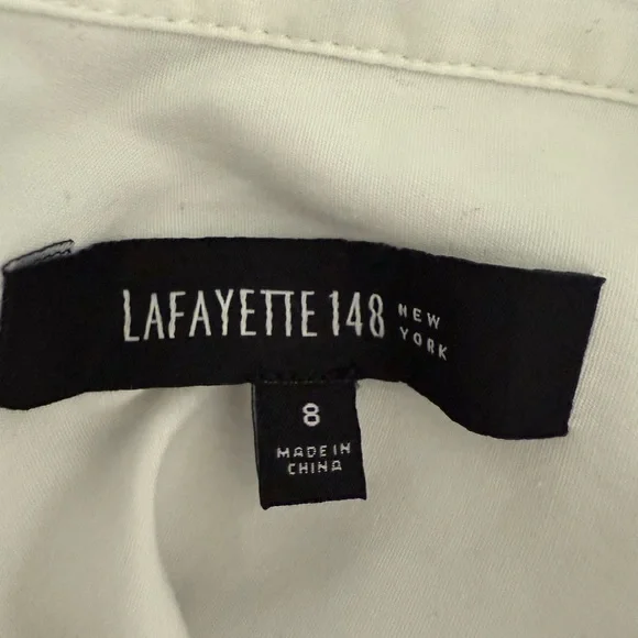 Lafayette 148 White Long Sleeve Tunic Top with Pockets-Size 8 - Picture 8 of 12